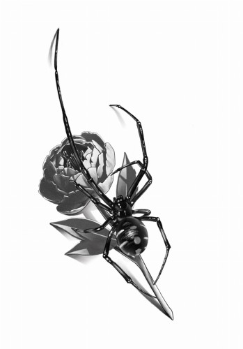 tatuaż pająk z różą